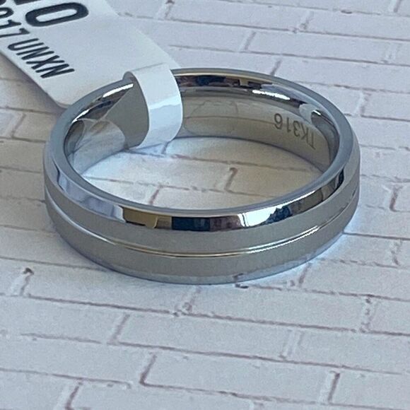 Men's Stainless Steel Matte Metal Stripe Ring Band size 10 - Picture 1 of 5